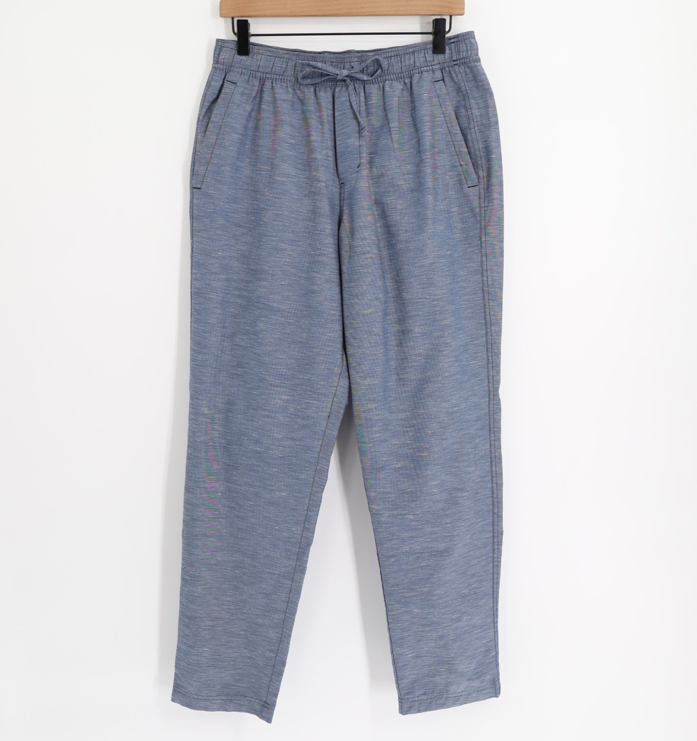 Lululemon Men's Sz M Lululinen Pull-On Pant Heather Club Blue Drawstring Stretch
